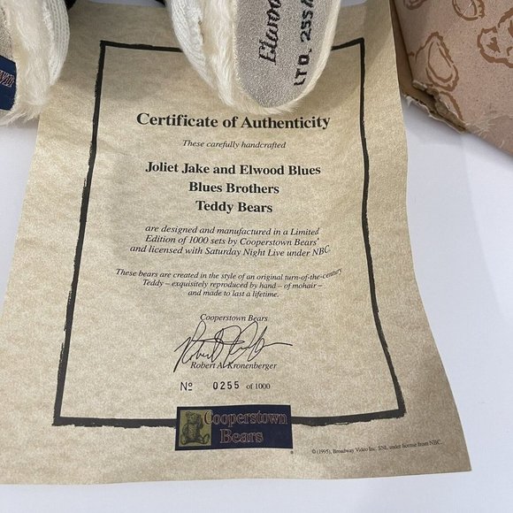 Rare Cooperstown Bears Blue Brothers Limited Edition  # 255 Of  1000 Collection - Picture 9 of 12